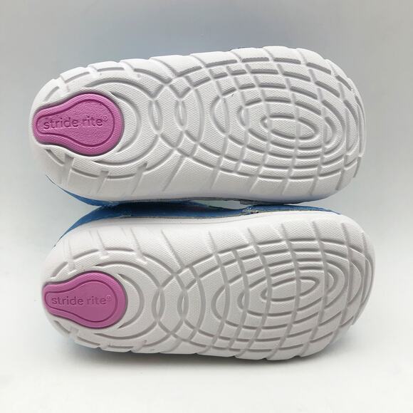 Stride Rite SM Turbo Girls Sneaker Size 5.5 Blue Pink White Kids Shoe NIB - Picture 10 of 11